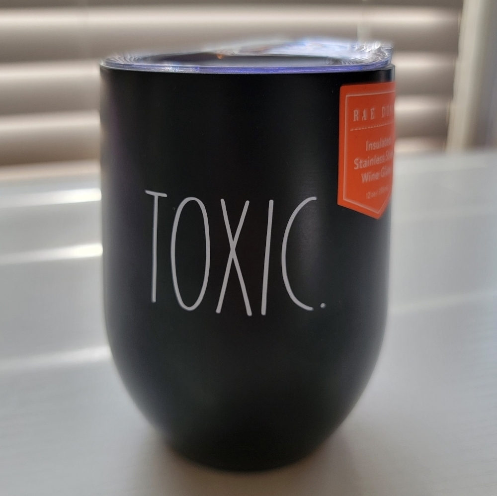 Rae Dunn Toxic Insulated Stainless Steel Wine Glass NEW